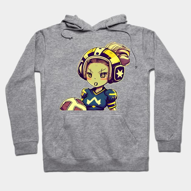 Kickin' Girl Power: Embrace the Coolness of Comic-style Female Football Hoodie by MLArtifex